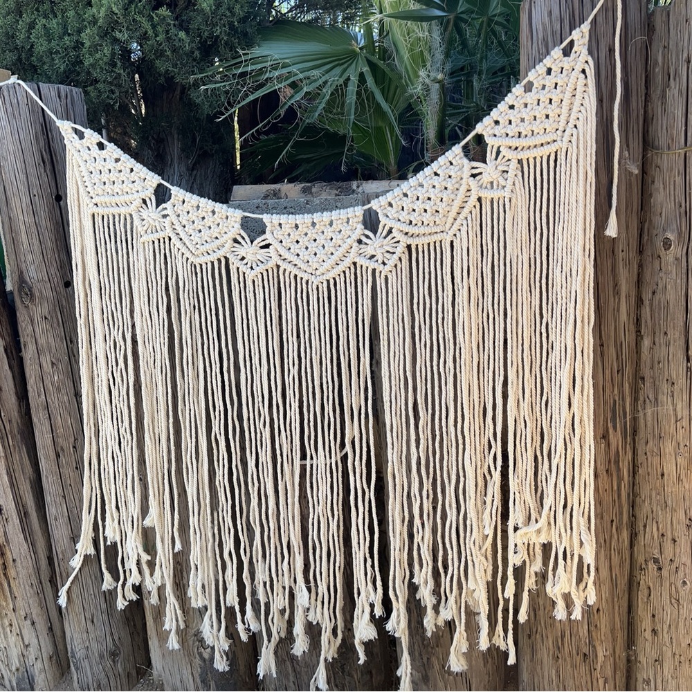 Macrame Large Wall Hanging with slightly frayed edges
